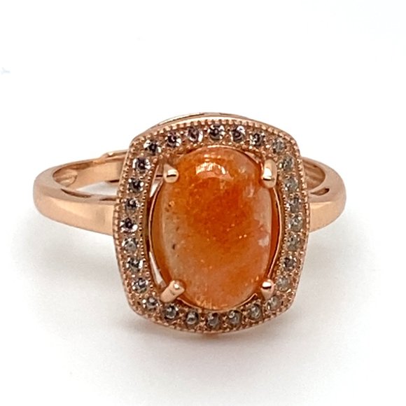 Sunstone 1.90ct Rose Gold Finish Solid 925 Sterling Silver Ring - Picture 3 of 6